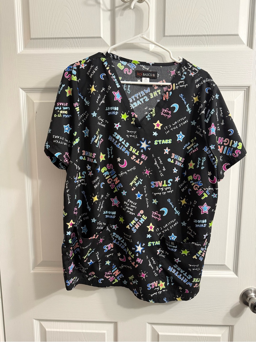 Star Print Scrub Top